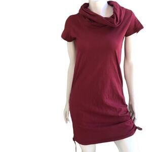 Elevation Trade Red Ruched Cowl Neck Cotton Made in Nepal Dress Size Medium